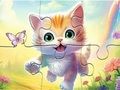 Spill Puslespill: Kattunge med sommerfugl  online