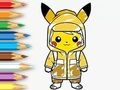 Spill Fargebok: Regnfrakk Pikachu  online