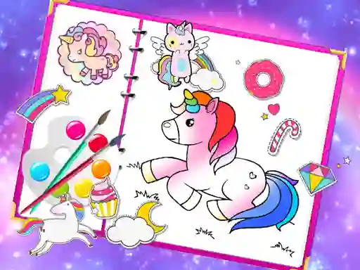 Spill Fabulous Cute Unicorn Coloring Book online