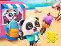 Spill Jigsaw Puzzle: Baby Panda Ice Cream Car online