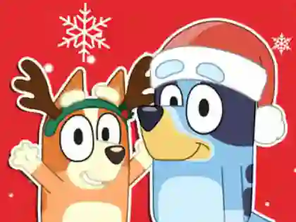 Spill Jigsaw Puzzle: Bluey Christmas Gift online
