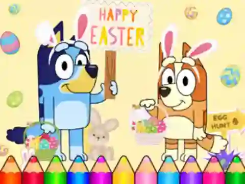 Spill Coloring Book: Bluey Happy Easter online