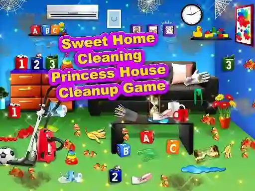 Spill Sweet Home Cleaning: Princess House Cleanup Game online