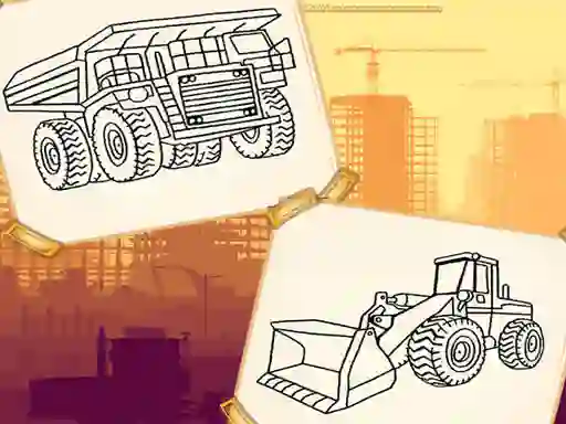Spill Construction Trucks Coloring online