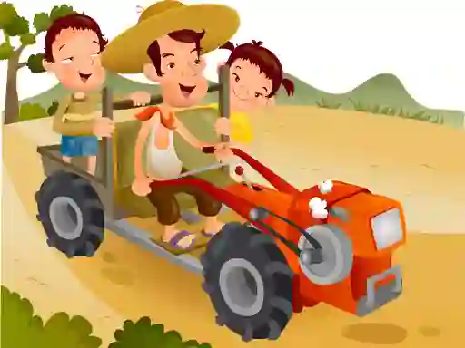 Spill Cartoon Tractor Puzzle online