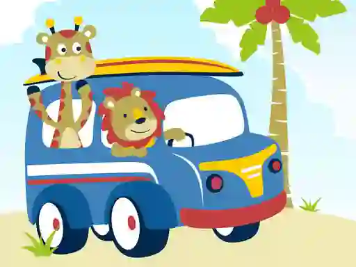 Spill Cute animals with cars difference online