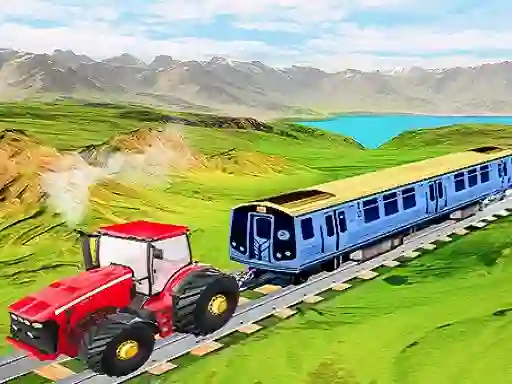 Spill Chained tractor towing train online