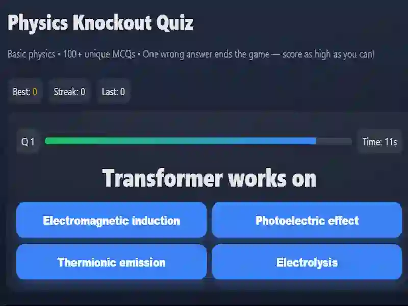 Spill Physics knowledge quiz online