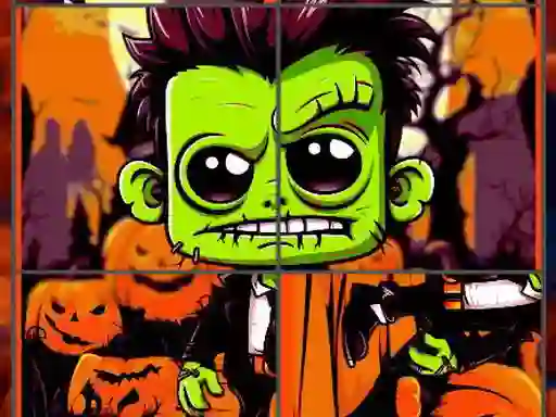 Spill Franky & Vampire Halloween Puzzle online