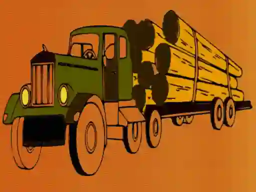 Spill Logging Trucks Coloring online