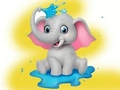 Spill Fargebok: Elephant Spraying Water  online