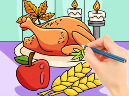 Spill Fargebok: Thanksgiving kalkunmåltid  online