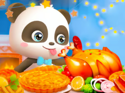 Spill Jigsaw Puzzle: Little Panda Thanksgiving Feast online