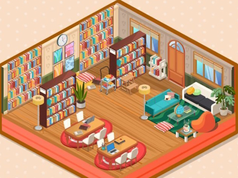 Spill Dekor: biblioteket mitt  online