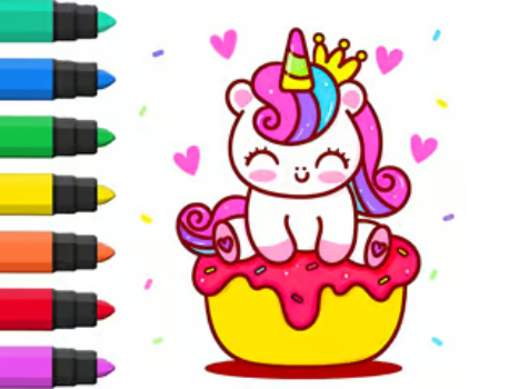 Spill Coloring Book: Unicorn Cupcake  online
