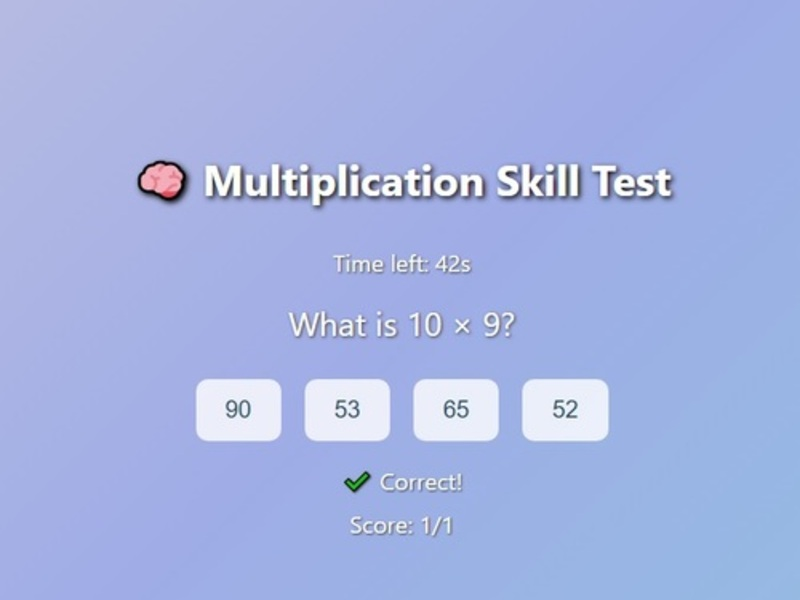 Spill Multiplikasjonsferdighetstest online