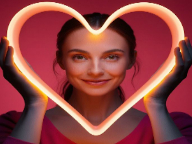 Spill Hjertet kvinne som glødende Jigsaw online