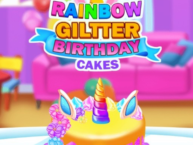 Spill Rainbow Glitter Birthday Cakes online